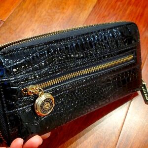 Anne Klein snakeskin textured patent leather wallet